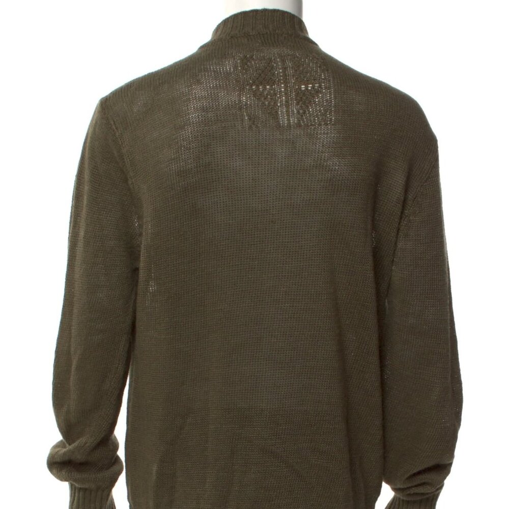 Inis Meain Meáin Linen Mock Neck Zip Up Cardigan Green Long Sleeve Size Large L - Picture 5 of 9